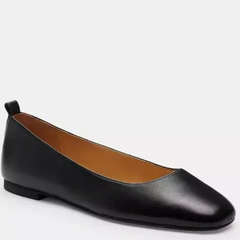 Coach Black Leather Ballet Flats